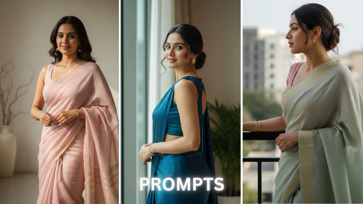 आधुनिक साड़ी के लिए 20 ट्रेंडी जेमिनी एआई इमेज विचार